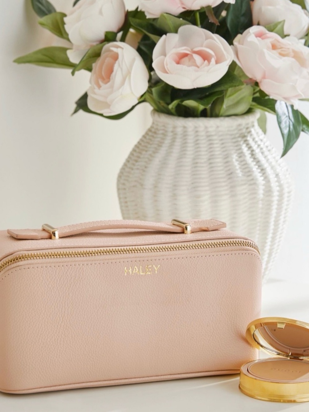 Quinn Makeup Storage Makeup Bag Blush With Mongram